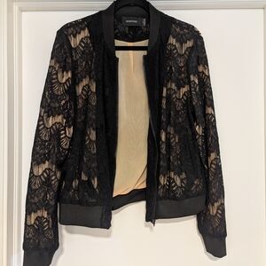 Women's Black Lace Bomber Jacket